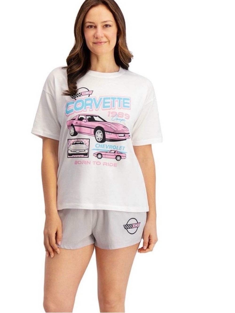Corvette pj set  1989 Pink & White womans XL Pajama Set